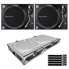 Pioneer DJ PLX-1000 Direct Drive Professional Turntables Pair w Silver Cases