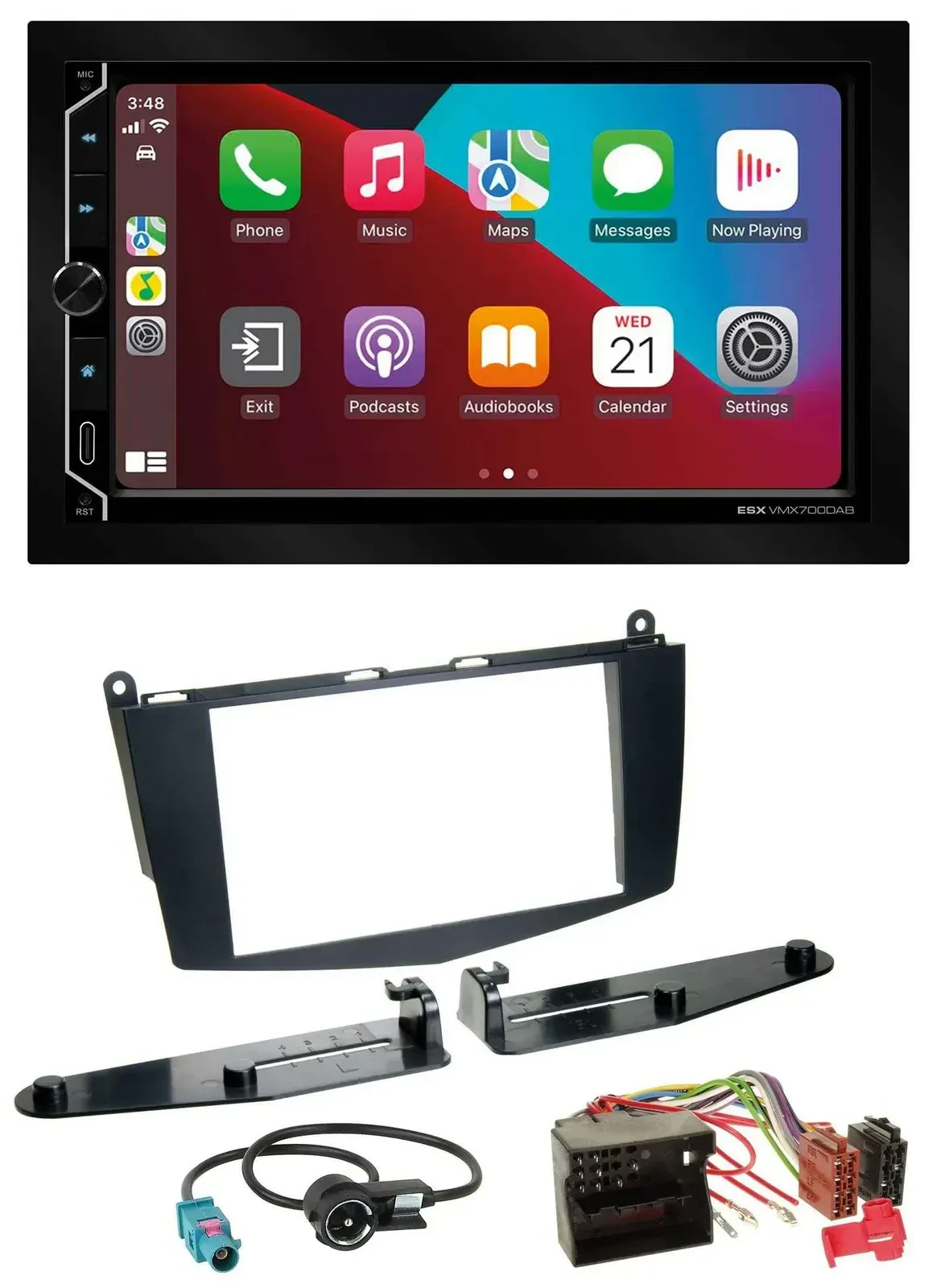 Автомагнитола ESX 2DIN DAB USB MP3 Bluetooth для Mercedes C‑Class 2007–2011 без кнопок