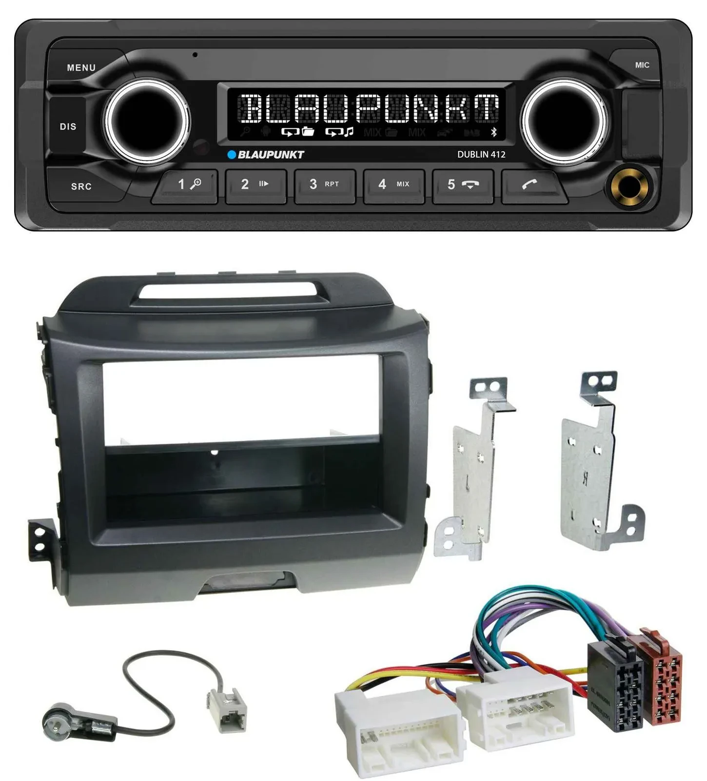 Автомагнитола для Kia Sportage 3 (2010–2015) Blaupunkt MP3, Bluetooth, USB, AUX черная