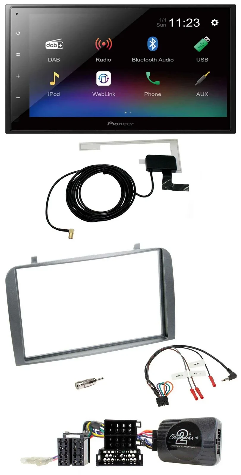 Pioneer DAB Lenkrad Bluetooth 2DIN USB Autoradio für Alfa Romeo GT 147 07-10 ant