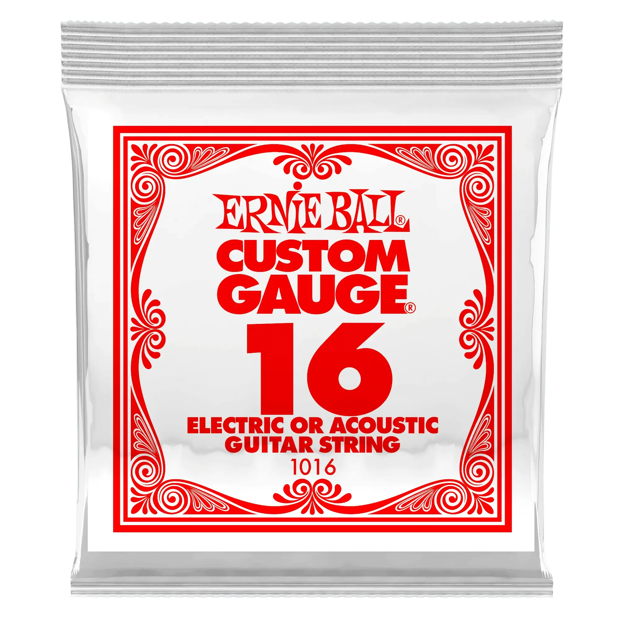 Струна для акустической и электрогитары Ernie Ball P01016 Custom gauge, сталь, калибр 16