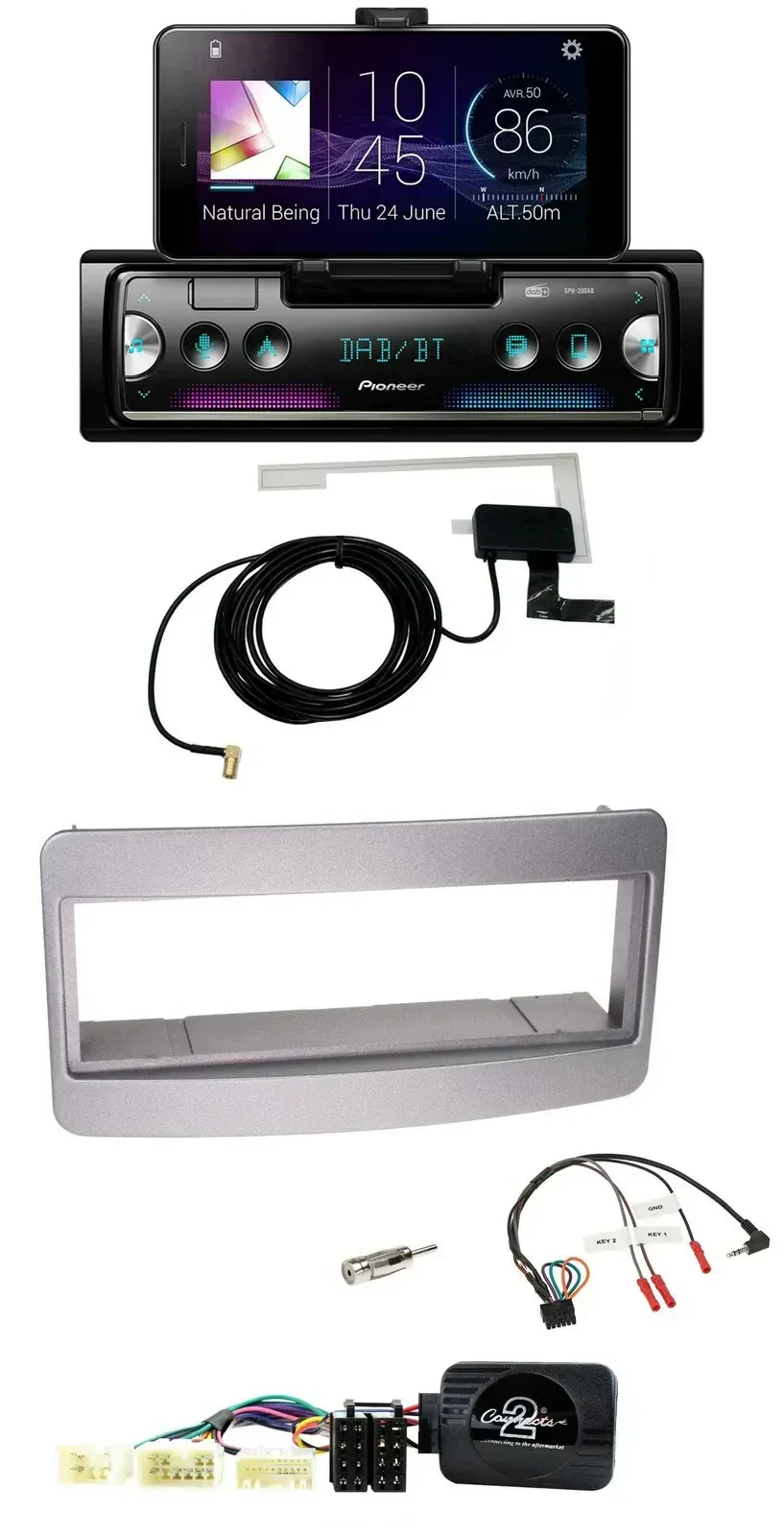 Автомагнитола Pioneer DAB Bluetooth USB для Toyota RAV4 2001–2006, темно-серый