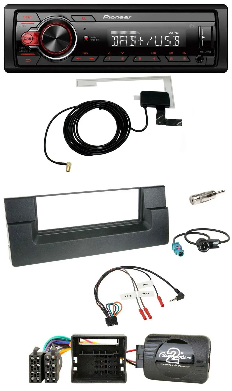 Pioneer 1DIN MP3 DAB USB Lenkrad Autoradio für BMW 5er E39 01-04 Aktivsystem Qua