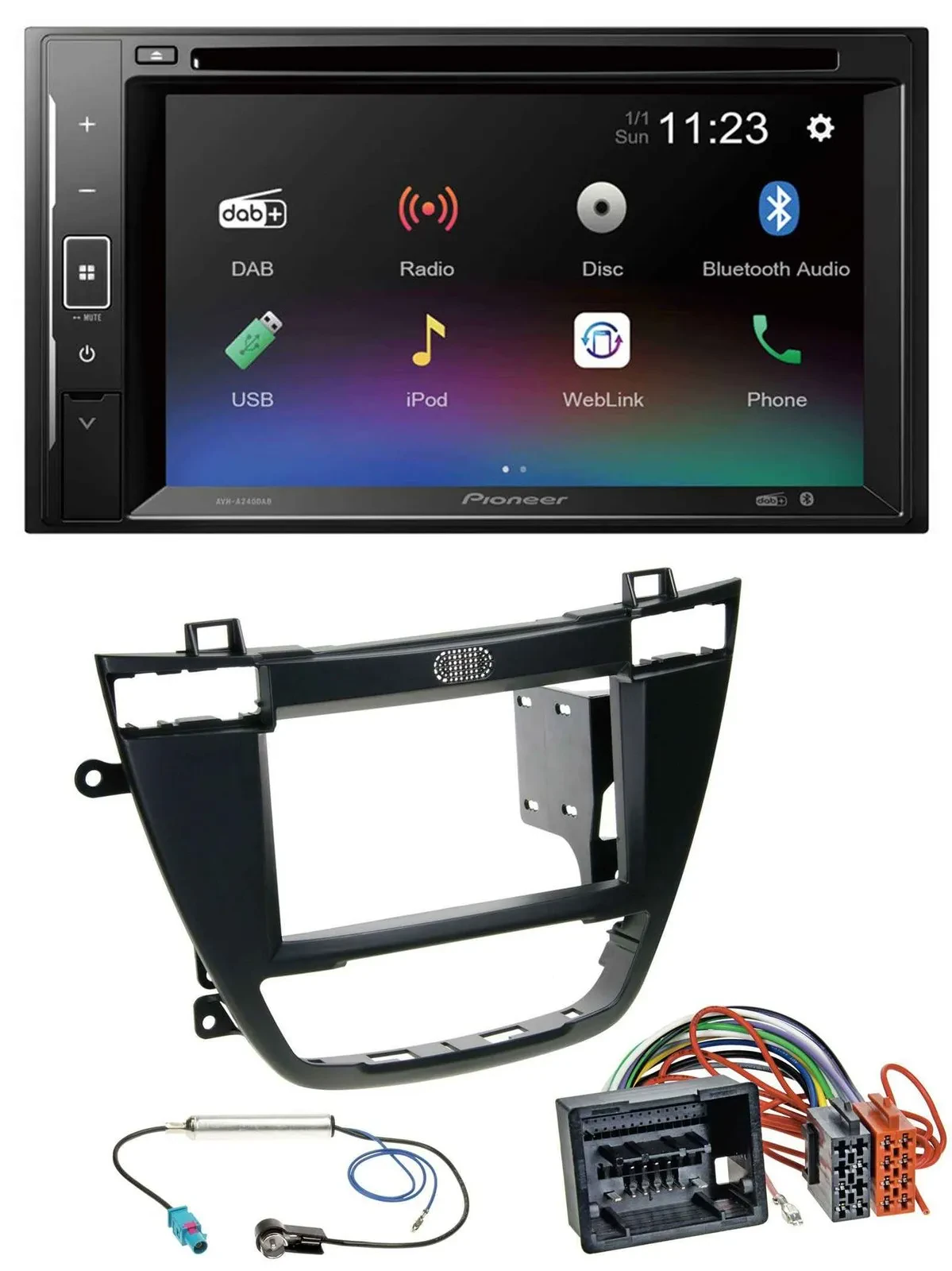 Pioneer Bluetooth MP3 USB 2DIN DAB DVD Autoradio für Opel Insignia 08-13 schwarz