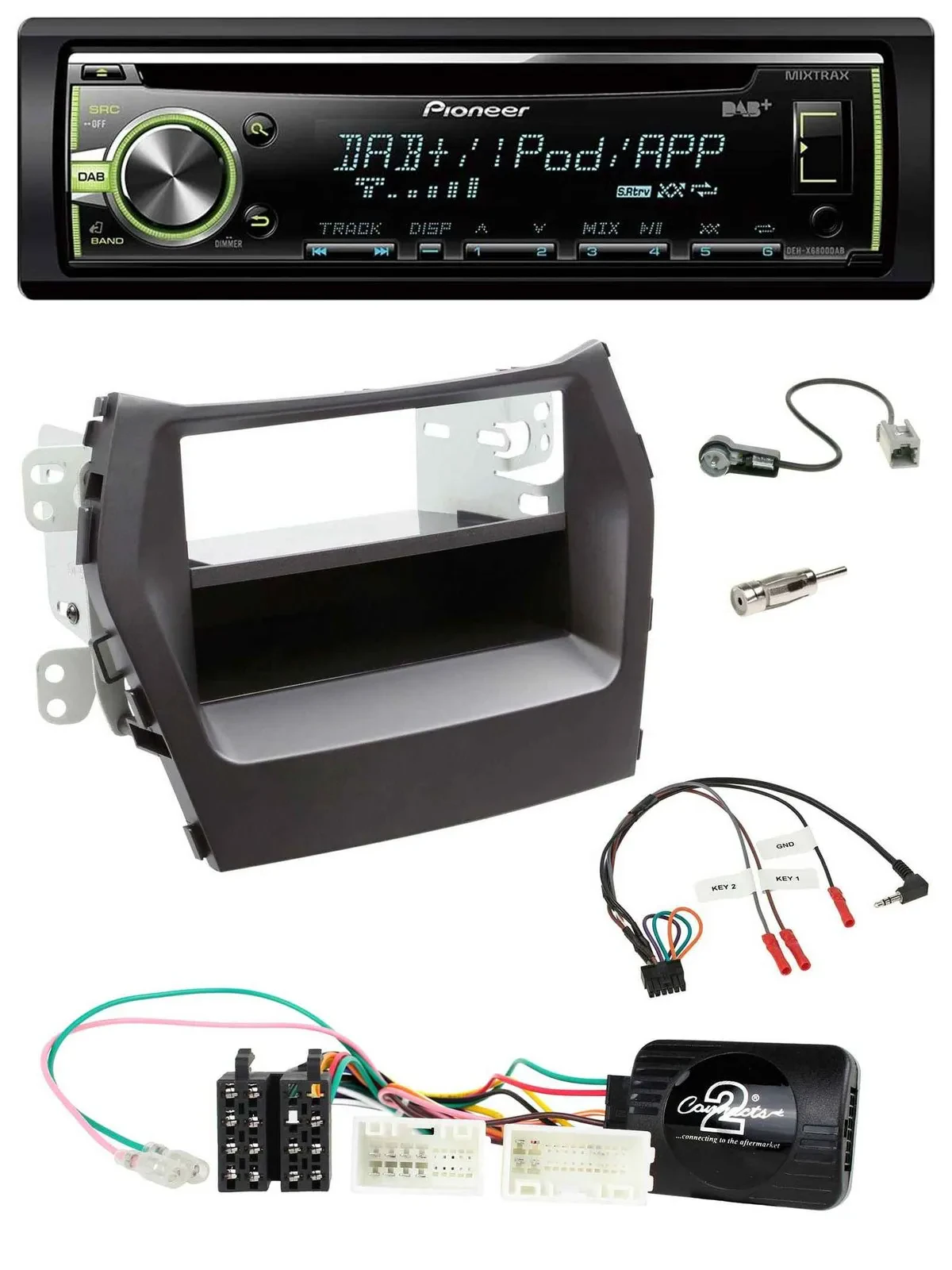 Автомагнитола Pioneer CD, DAB, USB, MP3 для Hyundai Santa Fe (с 2012), черная