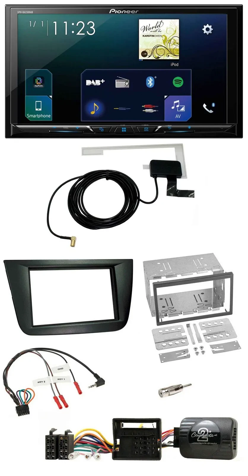 Автомагнитола Pioneer 2-DIN DAB USB Bluetooth для Seat Altea/Toledo черная