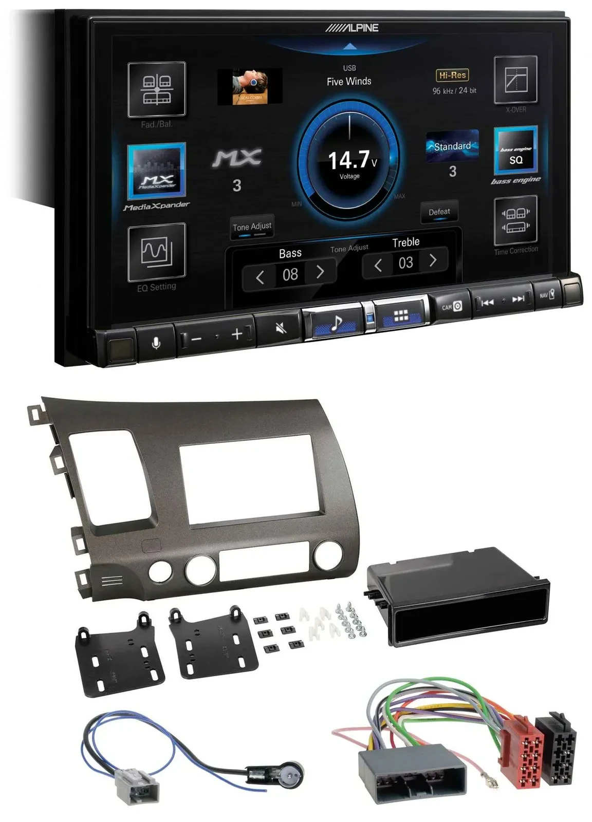 Alpine DAB 2DIN USB Bluetooth MP3 Autoradio für Honda Civic Hybrid FD3 06-10 ant