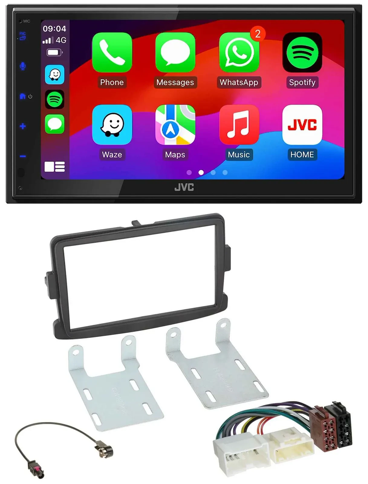 JVC Bluetooth USB MP3 2DIN DAB Autoradio für Dacia Dokker Duster Lodgy Logan sch