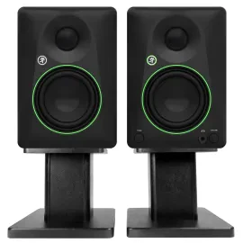 Pair Mackie CR4.5 4.5" Powered Studio Monitors w/ Tone Control+Desktop Stands