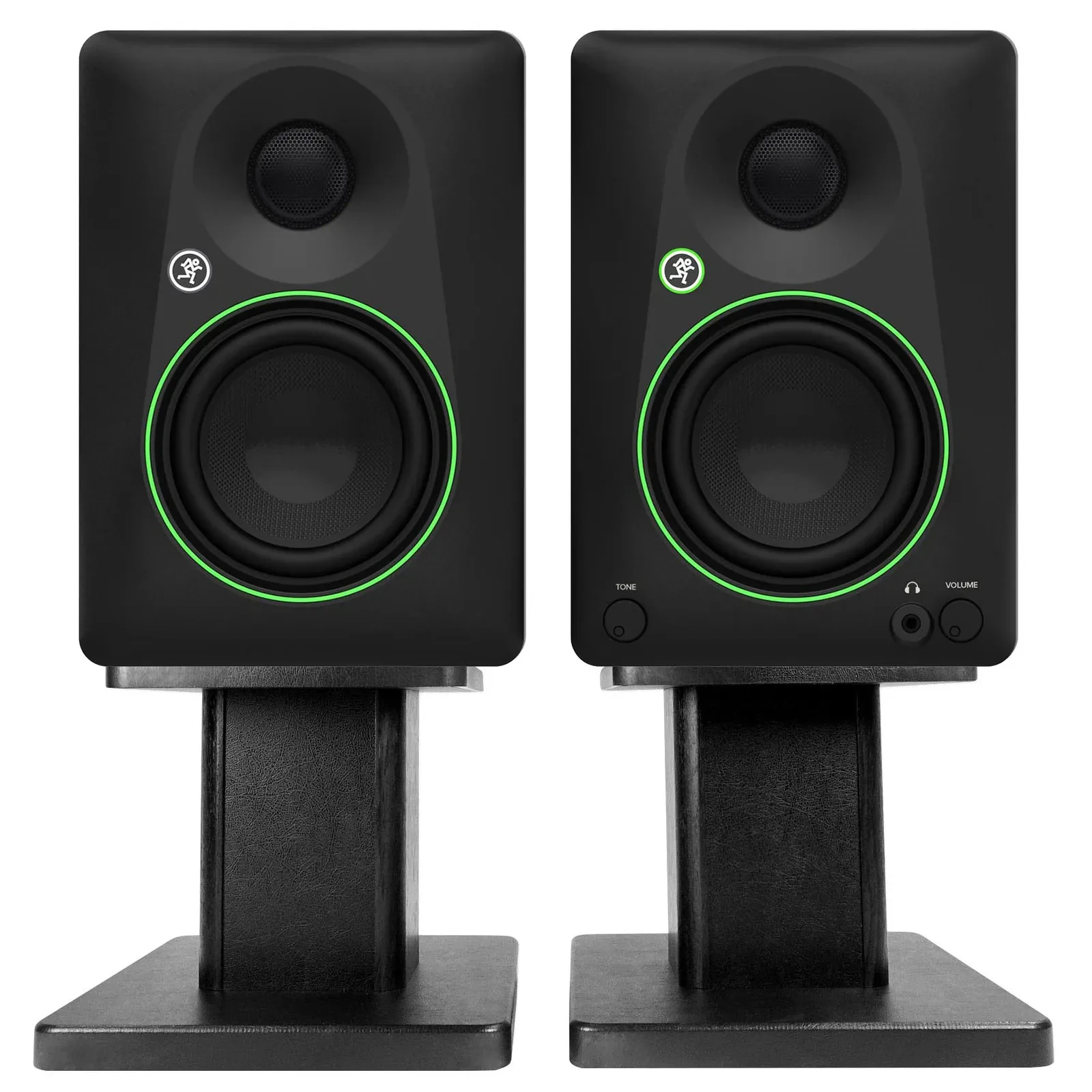 Pair Mackie CR4.5 4.5" Powered Studio Monitors w/ Tone Control+Desktop Stands