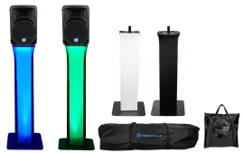 2 Rockville RPG12BT 12" Powered Wireless Link DJ Speakers Bluetooth+Totem Stands