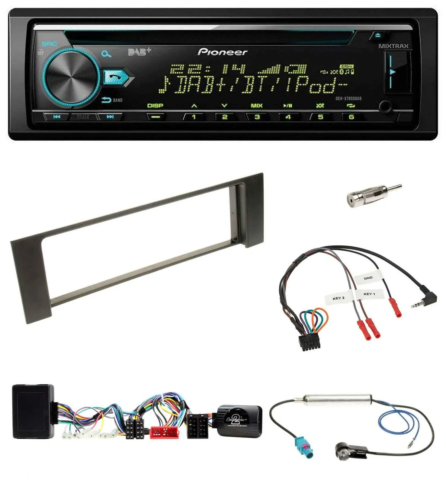 Автомагнитола Pioneer DAB, CD, USB, Bluetooth, для Audi A4 B6 2000–2004, поддержка кнопок на руле, совместима с Bose (полностью активная система)