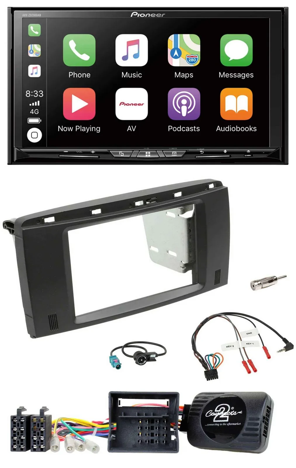 Pioneer 2DIN Lenkrad USB DAB DVD Bluetooth Autoradio für Mercedes SLK 08-11 R171