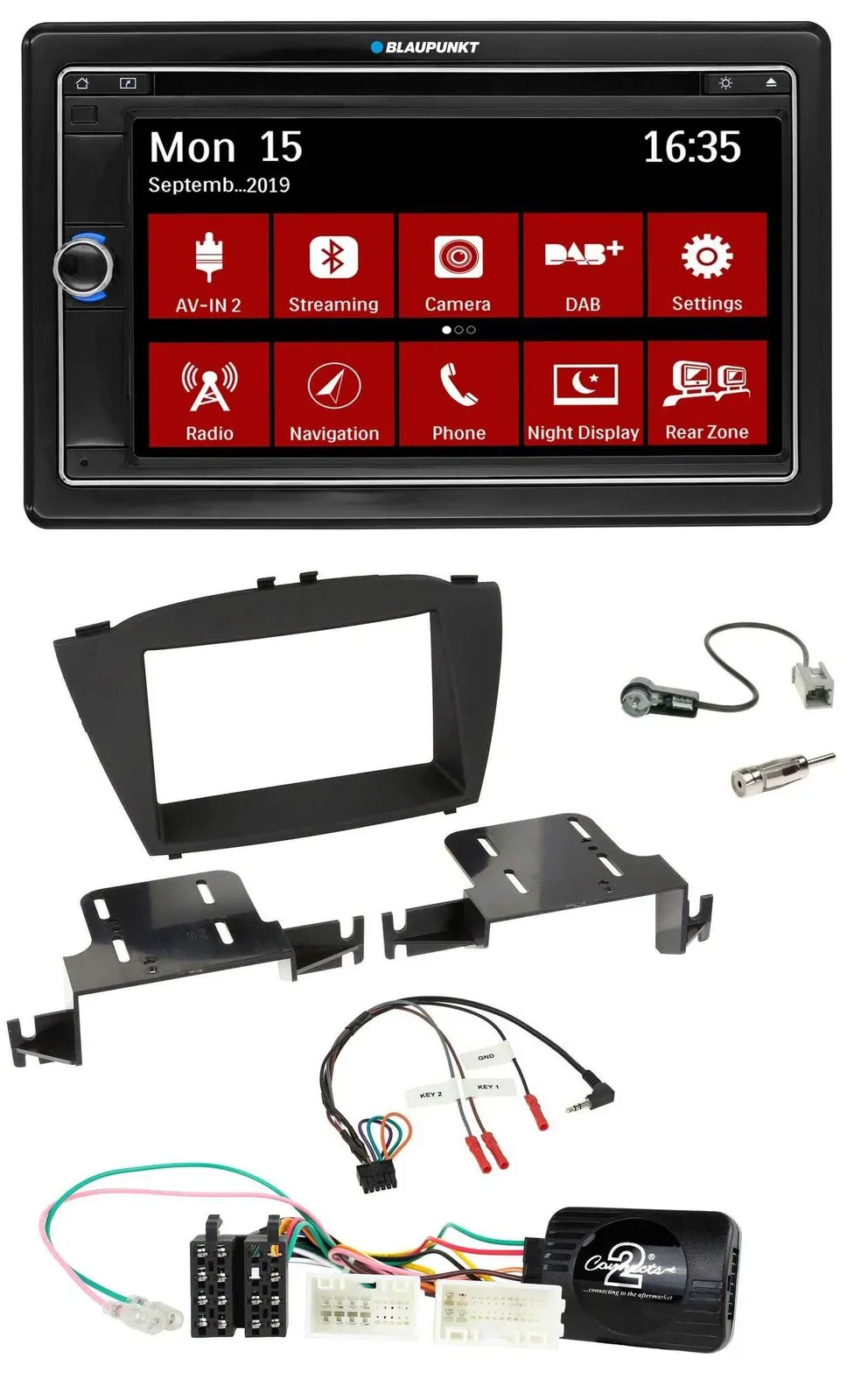 Blaupunkt Lenkrad DAB TMC 2DIN USB Bluetooth Navigation für Hyundai ix35 ab 2013