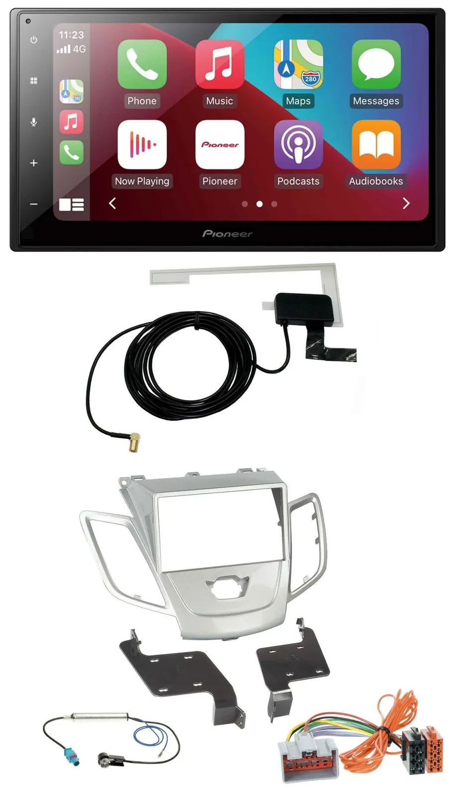 Pioneer USB Bluetooth DAB MP3 2DIN Autoradio für Ford Fiesta 08-10 silber