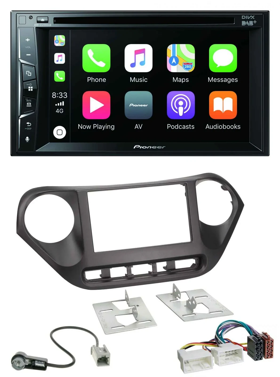 Автомагнитола для Hyundai i10 (с 2013) Pioneer 2-DIN MP3/USB/DVD, Bluetooth, DAB