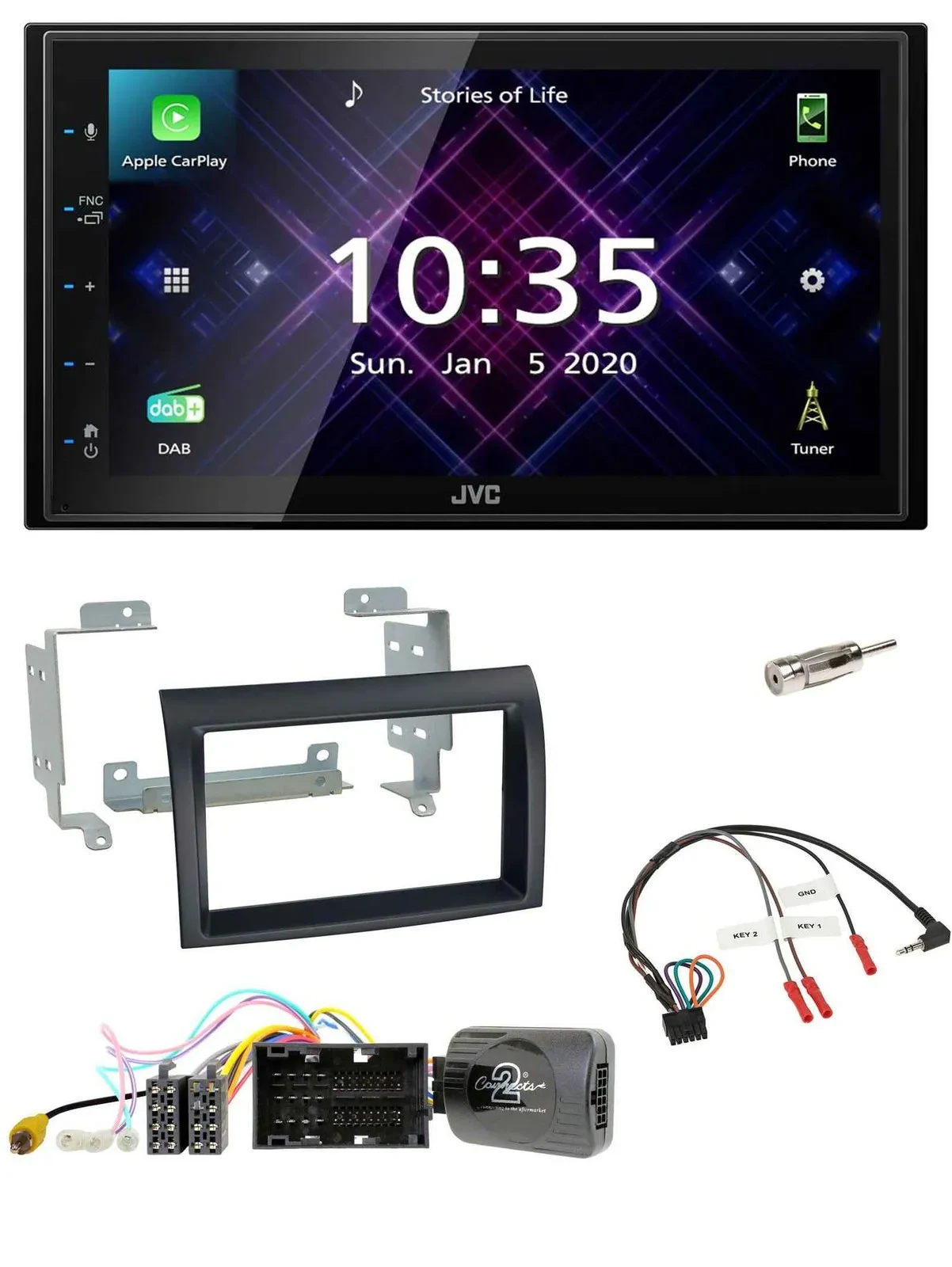 JVC DAB 2DIN Lenkrad Bluetooth USB Autoradio für Citroen Jumper ab 14 schwarz Pr