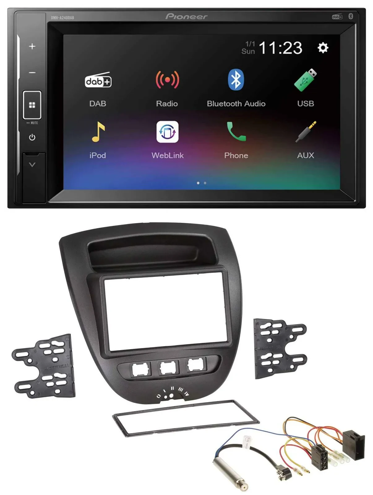 Pioneer DAB MP3 2DIN Bluetooth USB Autoradio für Peugeot 107 Citroen C1 Toyota A