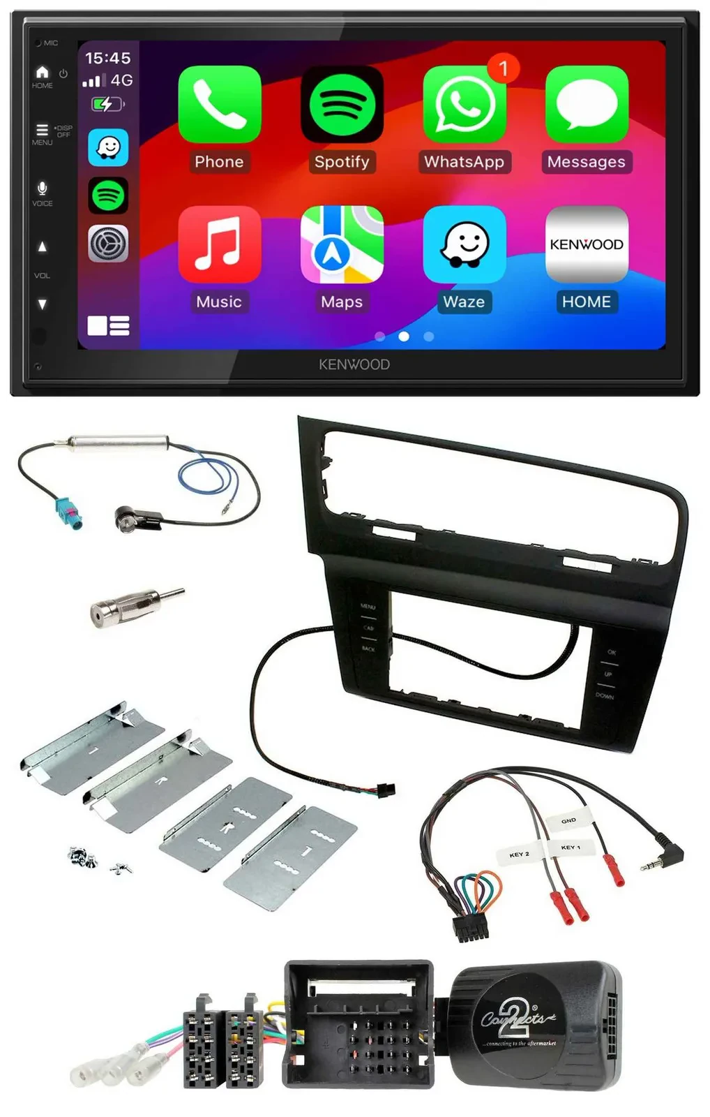 Kenwood Lenkrad USB DAB 2DIN Bluetooth Autoradio für VW Golf VII ab 2012
