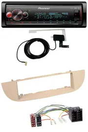 Автомагнитола для Fiat 500 (с 2007) Pioneer Bluetooth, DAB, USB, MP3 перламутрово-серый/бежевый