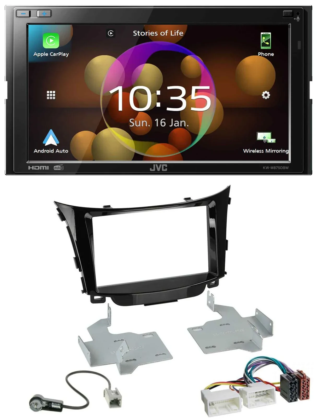 JVC DAB MP3 2DIN Bluetooth USB Autoradio für Hyundai i30 (ab 12)