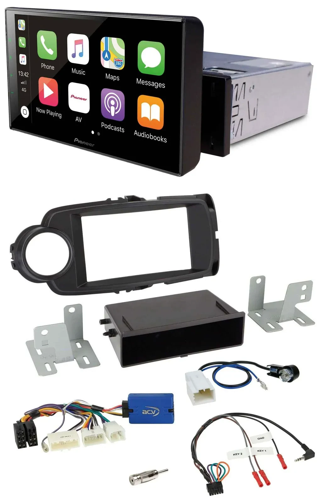 Pioneer Bluetooth Lenkrad DAB USB Autoradio für Toyota Yaris ab 2014 schwarz 28-