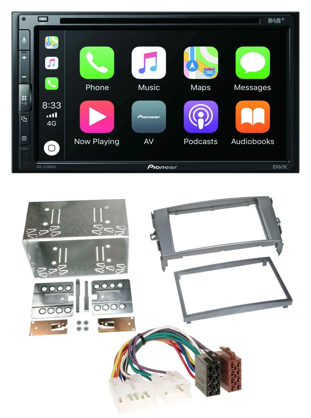 Pioneer DVD 2DIN MP3 DAB Bluetooth USB Autoradio für Toyota Auris 07-12 anthrazi