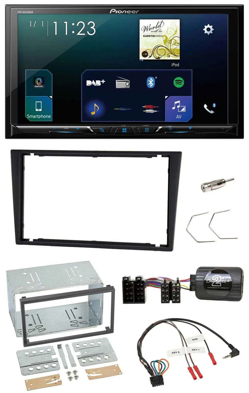 Pioneer Lenkrad Bluetooth USB 2DIN DAB Autoradio für Opel Corsa C Vectra C charc