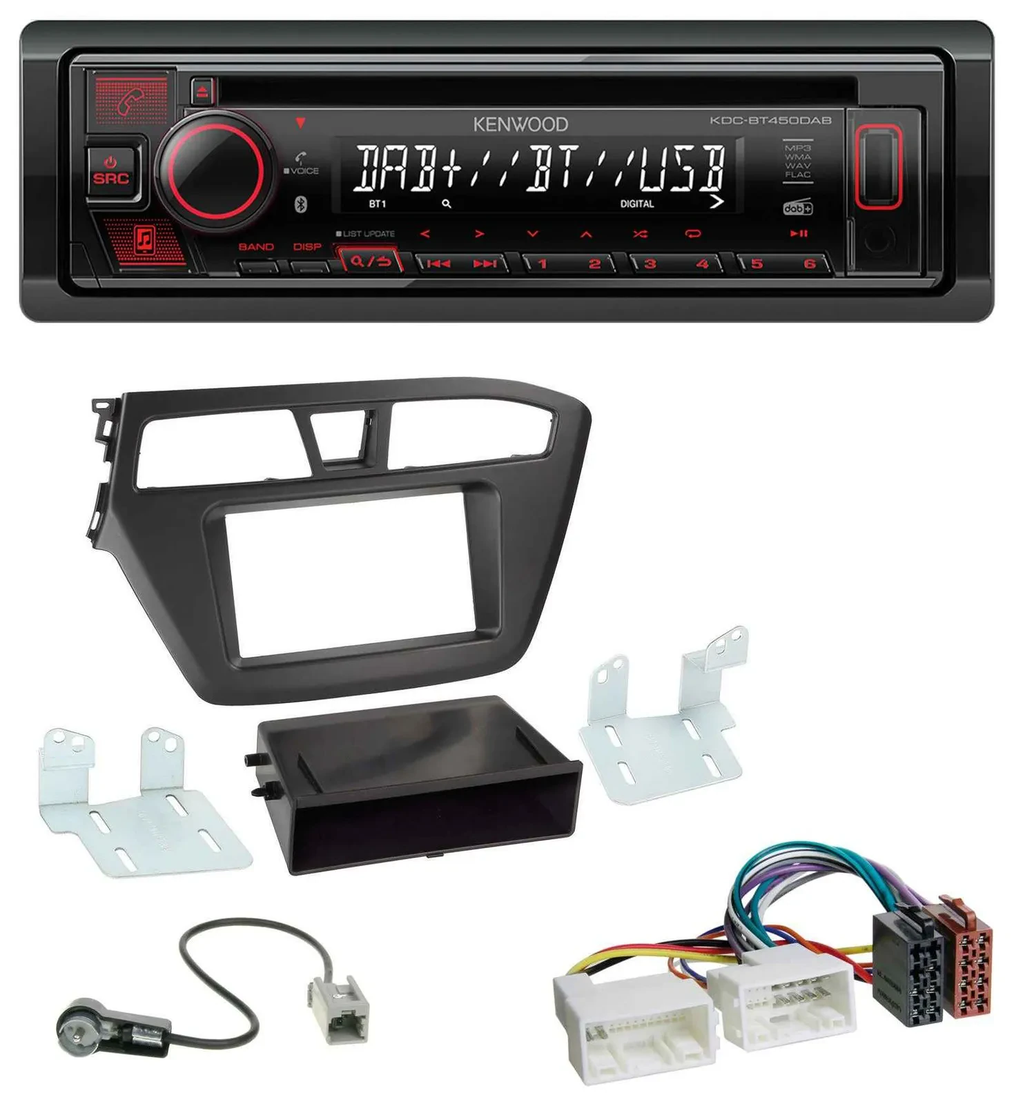 Kenwood MP3 CD USB Bluetooth DAB Autoradio für Hyundai i20 (2014-2020)