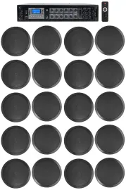 Rockville Commercial Receiver+(20) 8" 2Way Black Ceiling Speakers 4 Hotel/Office