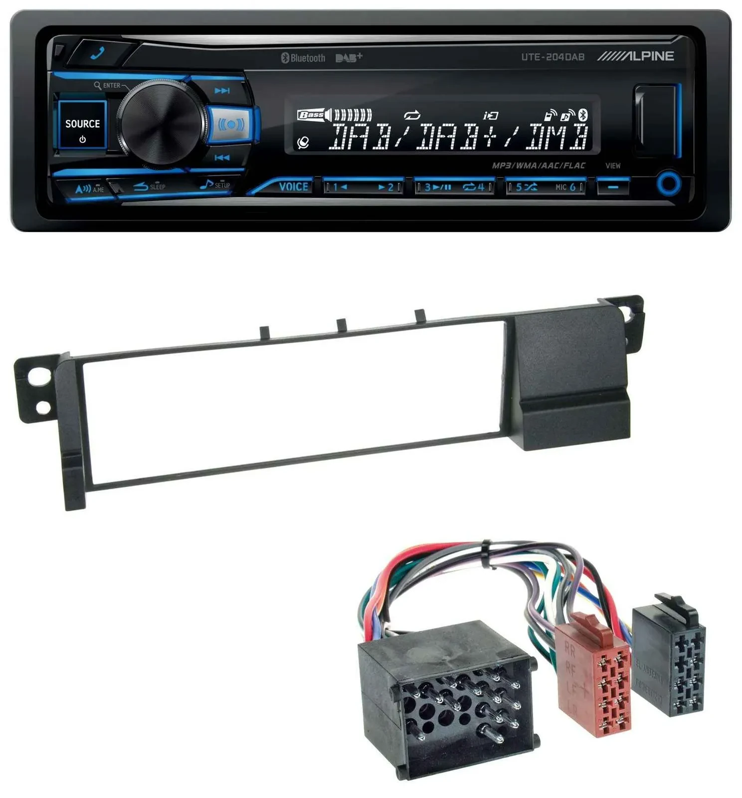 Alpine USB Bluetooth DAB MP3 Autoradio für BMW 3er E46 (Rundpin, ab 1998)