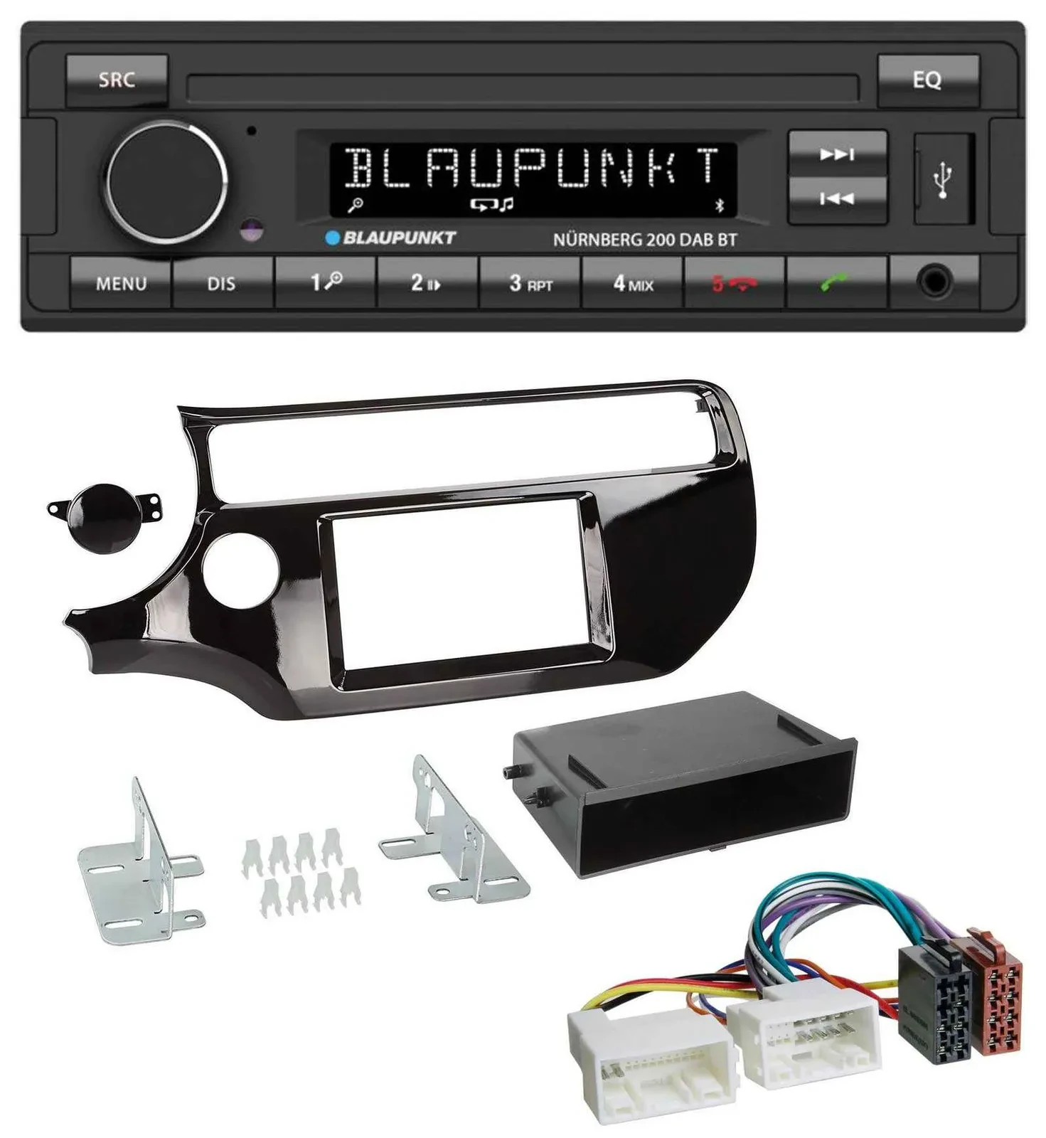 Blaupunkt USB DAB MP3 Bluetooth Autoradio für Kia Rio UB ab 2015 piano-schwarz