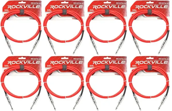 Инструментальный кабель Rockville RCGT6.0R Red 1.8 м (8 штук)