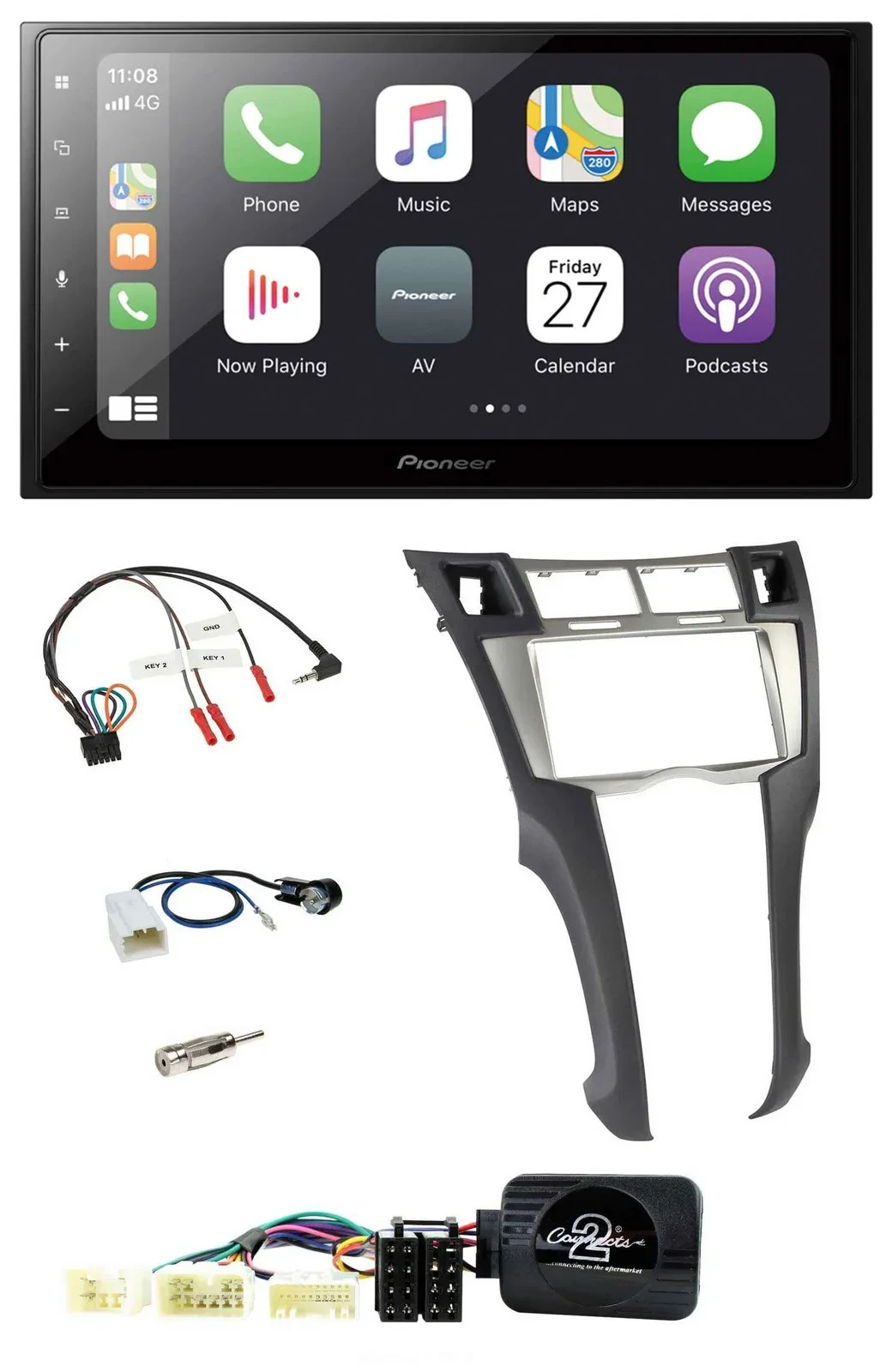 Автомагнитола для Toyota Yaris (2006–2011) Pioneer 2DIN, Bluetooth, DAB, USB