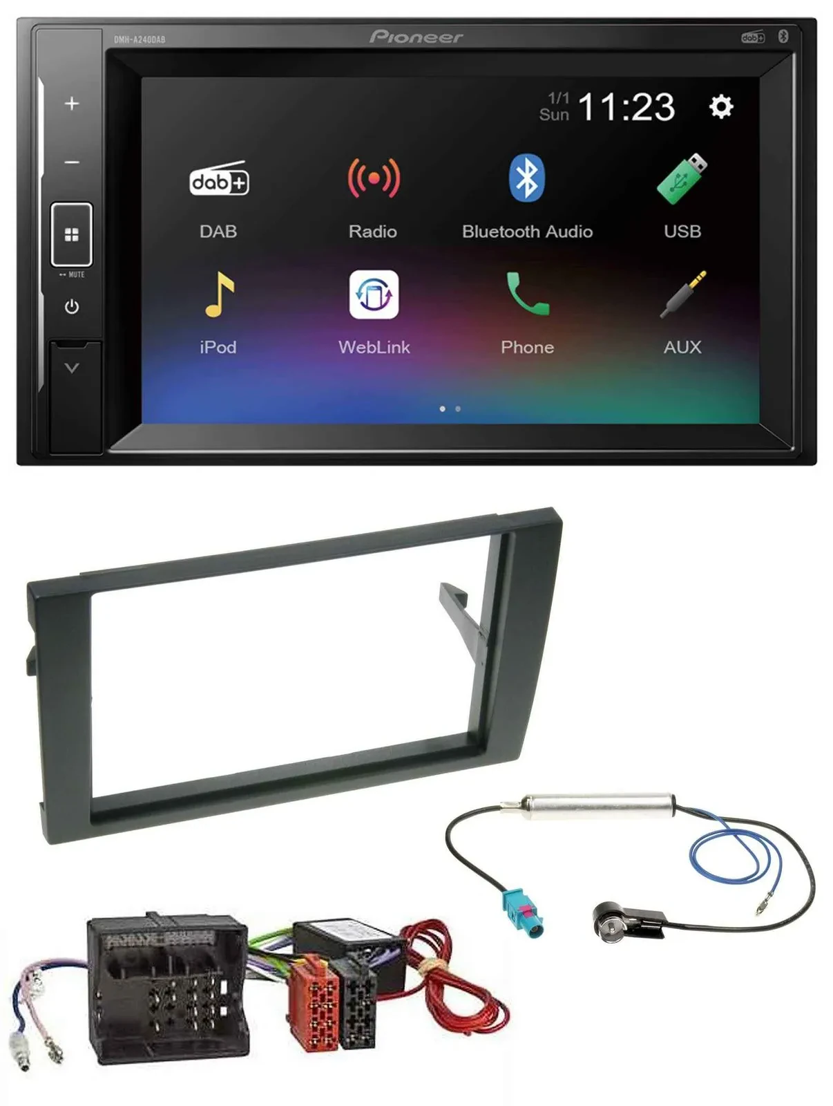 Pioneer DAB MP3 2DIN Bluetooth USB Autoradio für Audi A4 B7 04-08 Aktivsystem MO