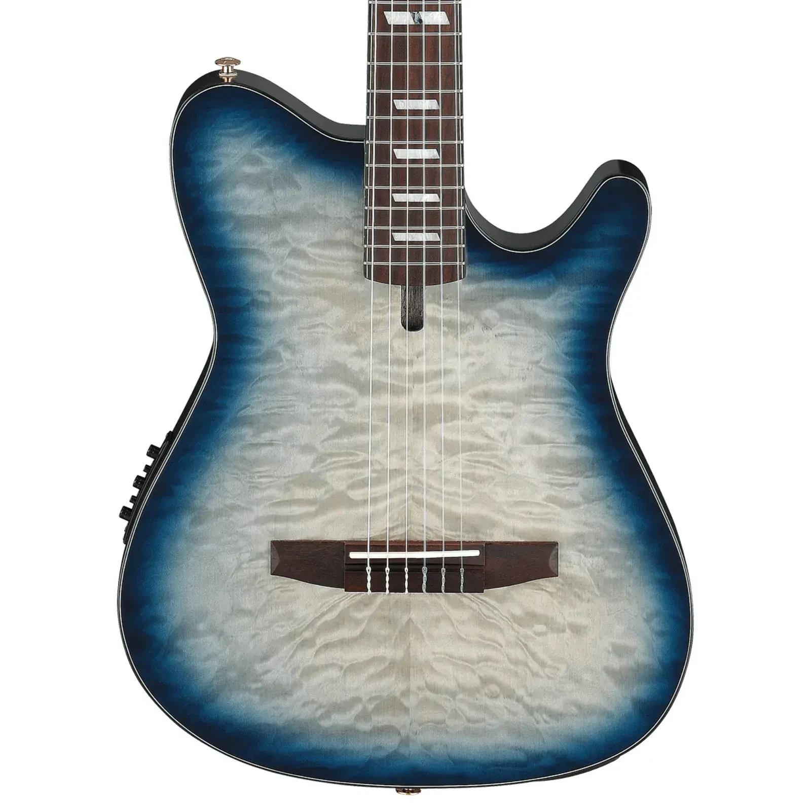 Ibanez FRH20QMN Thinline A/E Classical Guitar, Maple Top, Cosmic Blue Sunburst