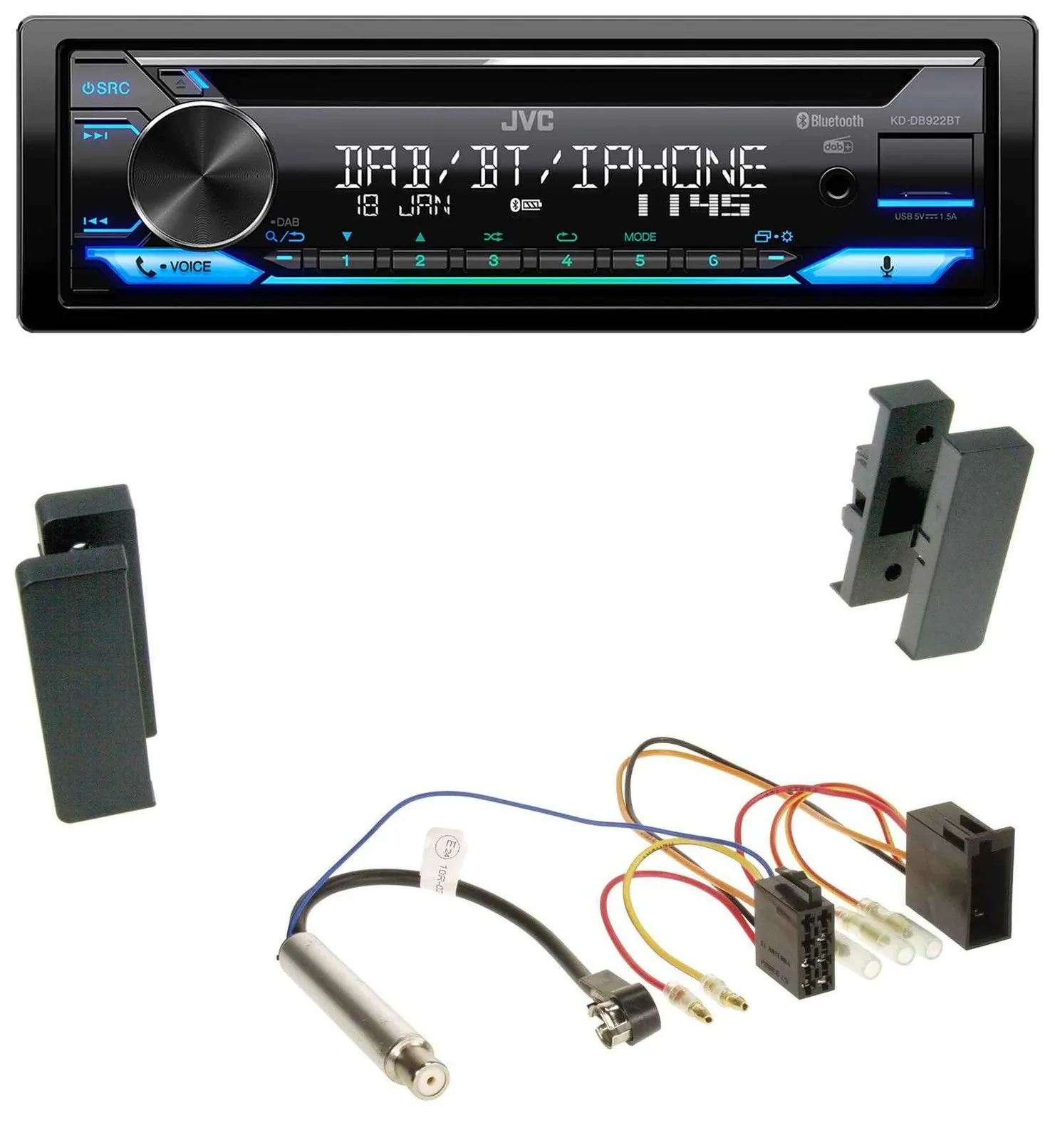 Автомагнитола для Seat Leon/Toledo (1998–2006) JVC Bluetooth, MP3, USB, DAB, CD