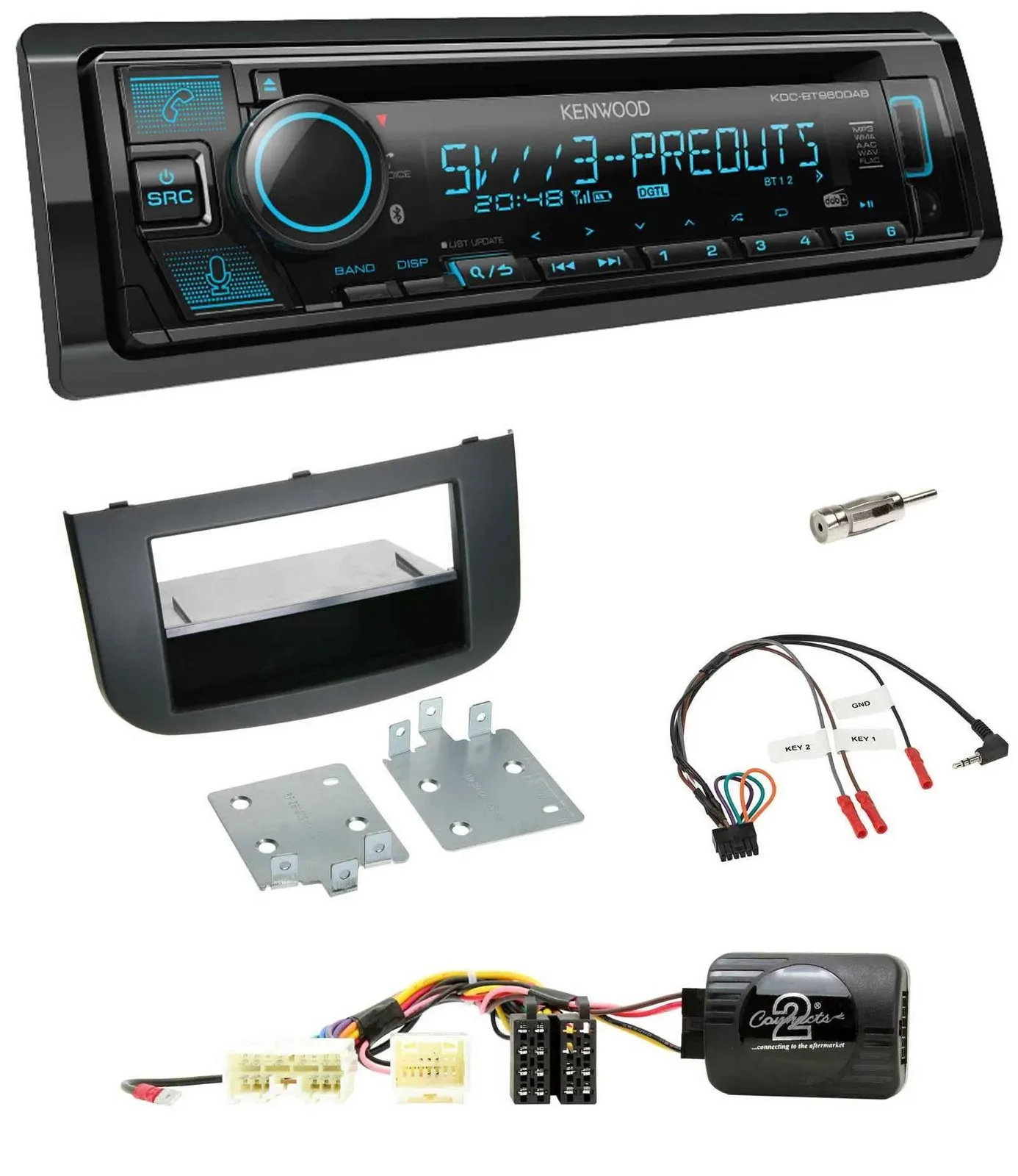 Kenwood Bluetooth USB CD Lenkrad DAB Autoradio für Mitsubishi Colt Z3B/Z3V/Z30/Z