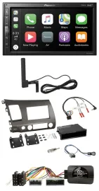 Pioneer USB 2DIN Bluetooth DAB Lenkrad Autoradio für Honda Civic 06-10 Hybrid an