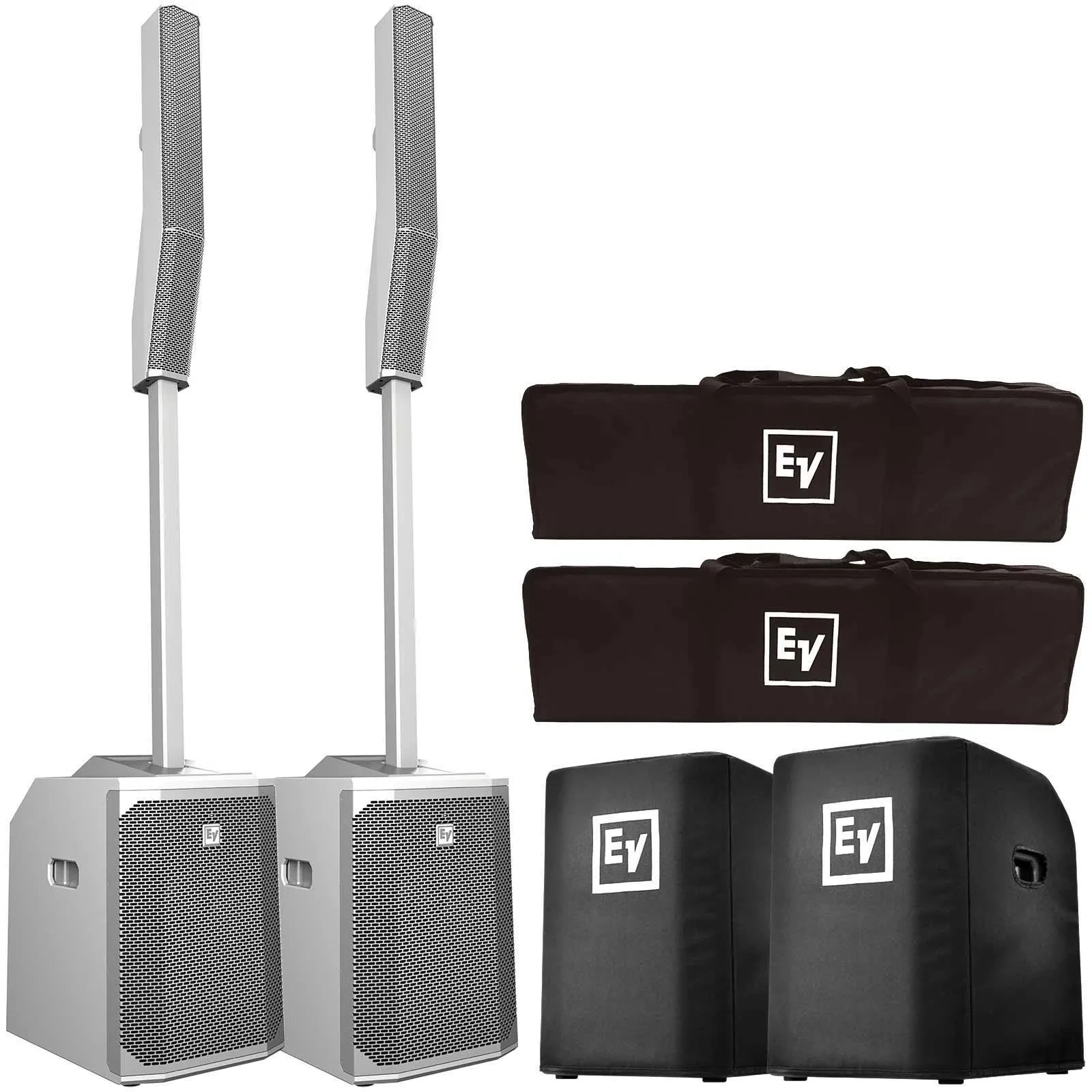 Electro-Voice Evolve 50 Bluetooth White Column PA Systems w/ Subwoofer Covers