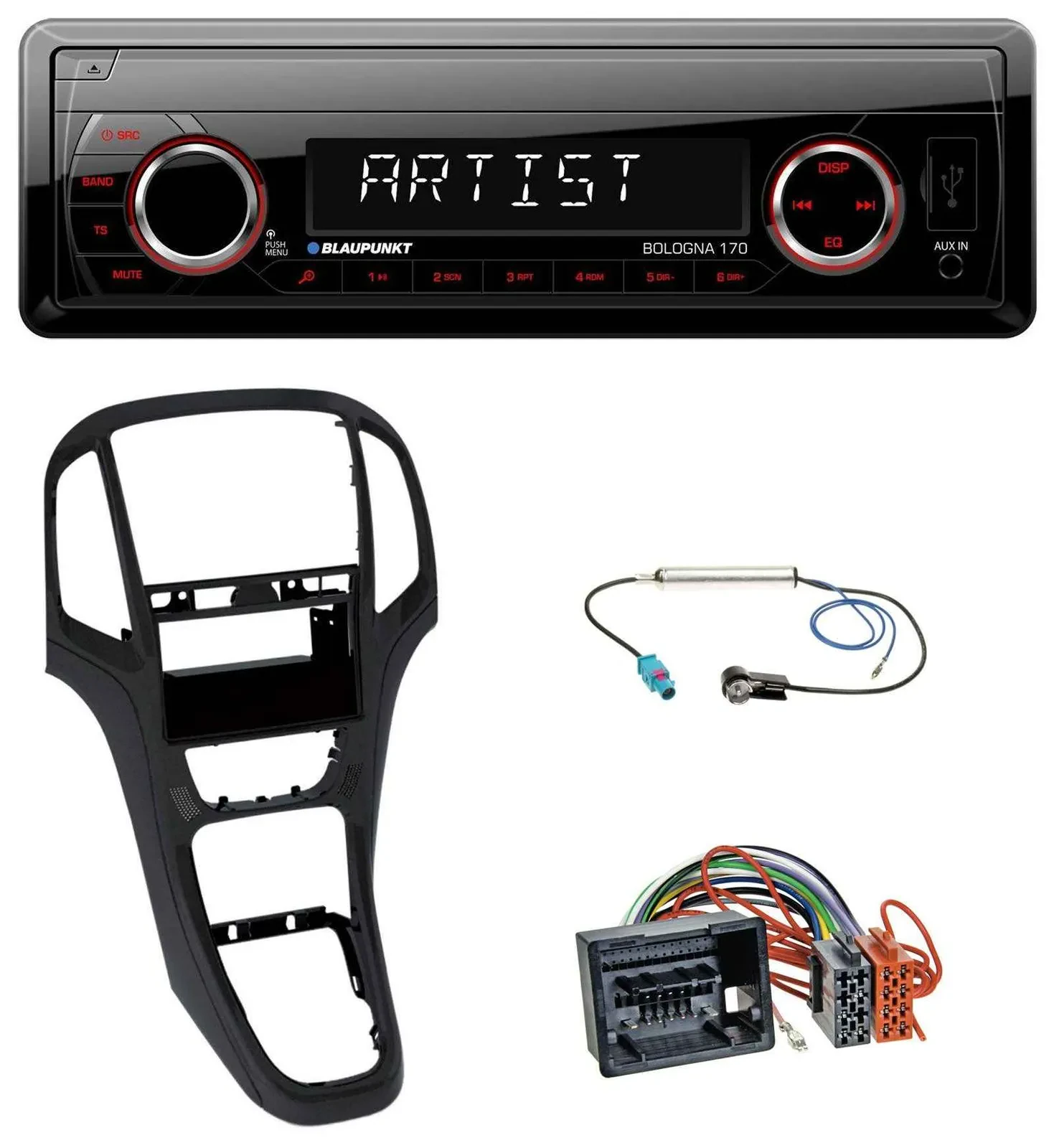 Blaupunkt SD USB 1DIN MP3 AUX Autoradio für Opel Astra J ab 2009 Perl schwarz