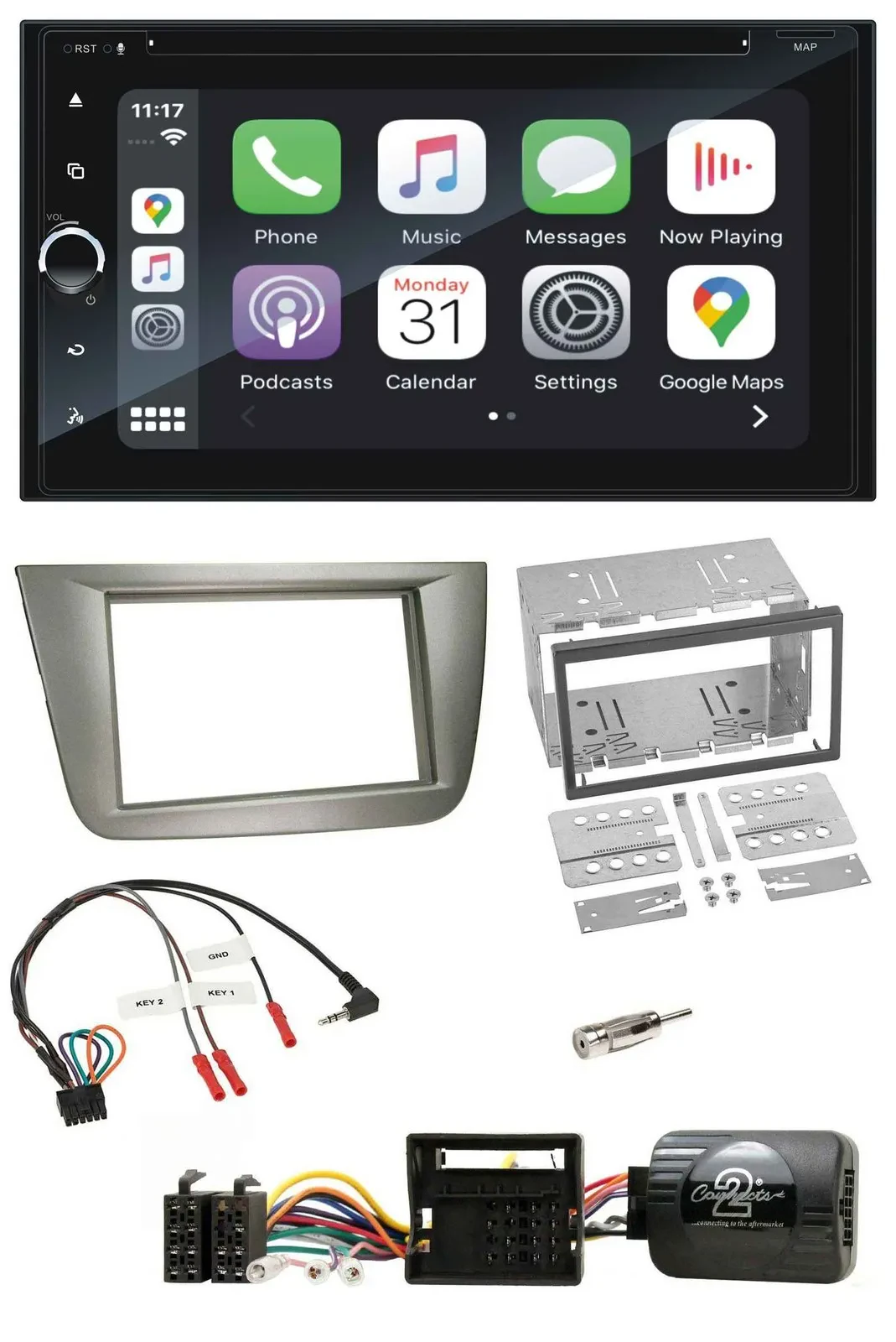 Blaupunkt DAB Lenkrad TMC Bluetooth USB 2DIN Navigation für Seat Toledo Altea si