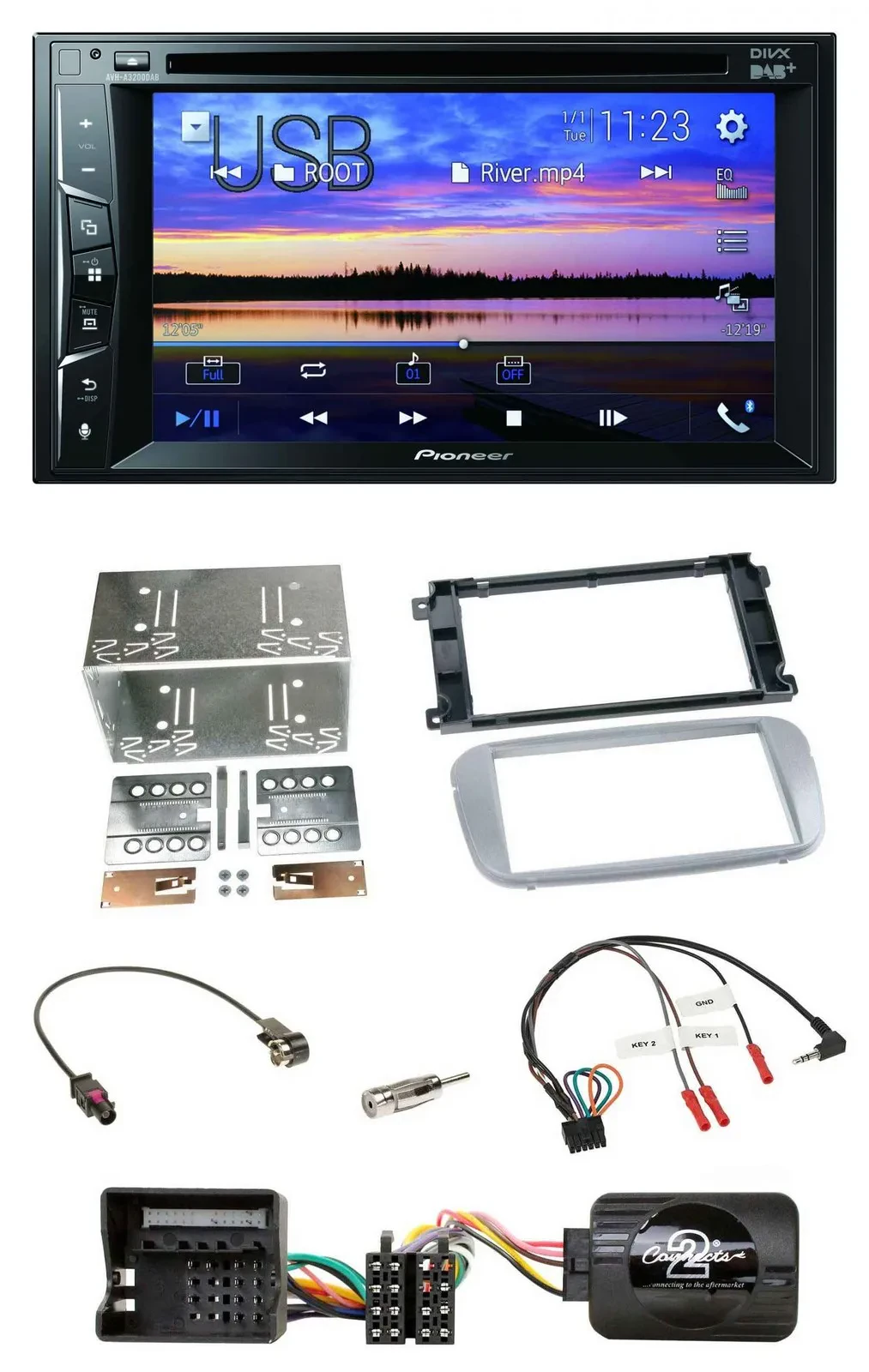 Автомагнитола Pioneer 2DIN, Bluetooth, USB, DVD, DAB, для Ford Mondeo/S-Max (2007–2014), совместима с кнопками на руле