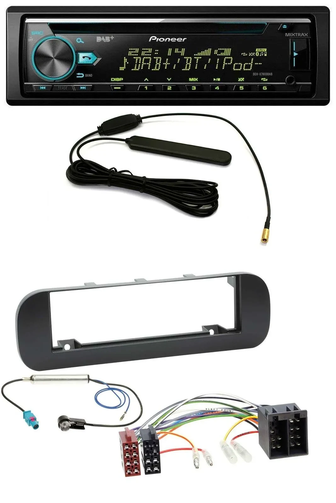 Pioneer CD MP3 AUX DAB USB Autoradio für Fiat Panda (ab 2012) - schwarz