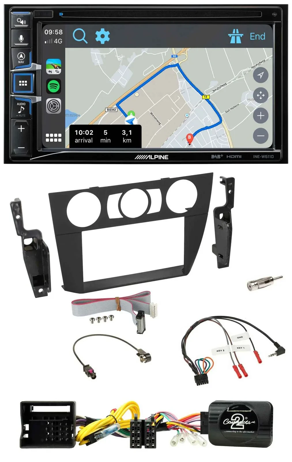 Alpine DAB TMC Bluetooth 2DIN USB Lenkrad Navigation für BMW 3-er 2005-2013 man.
