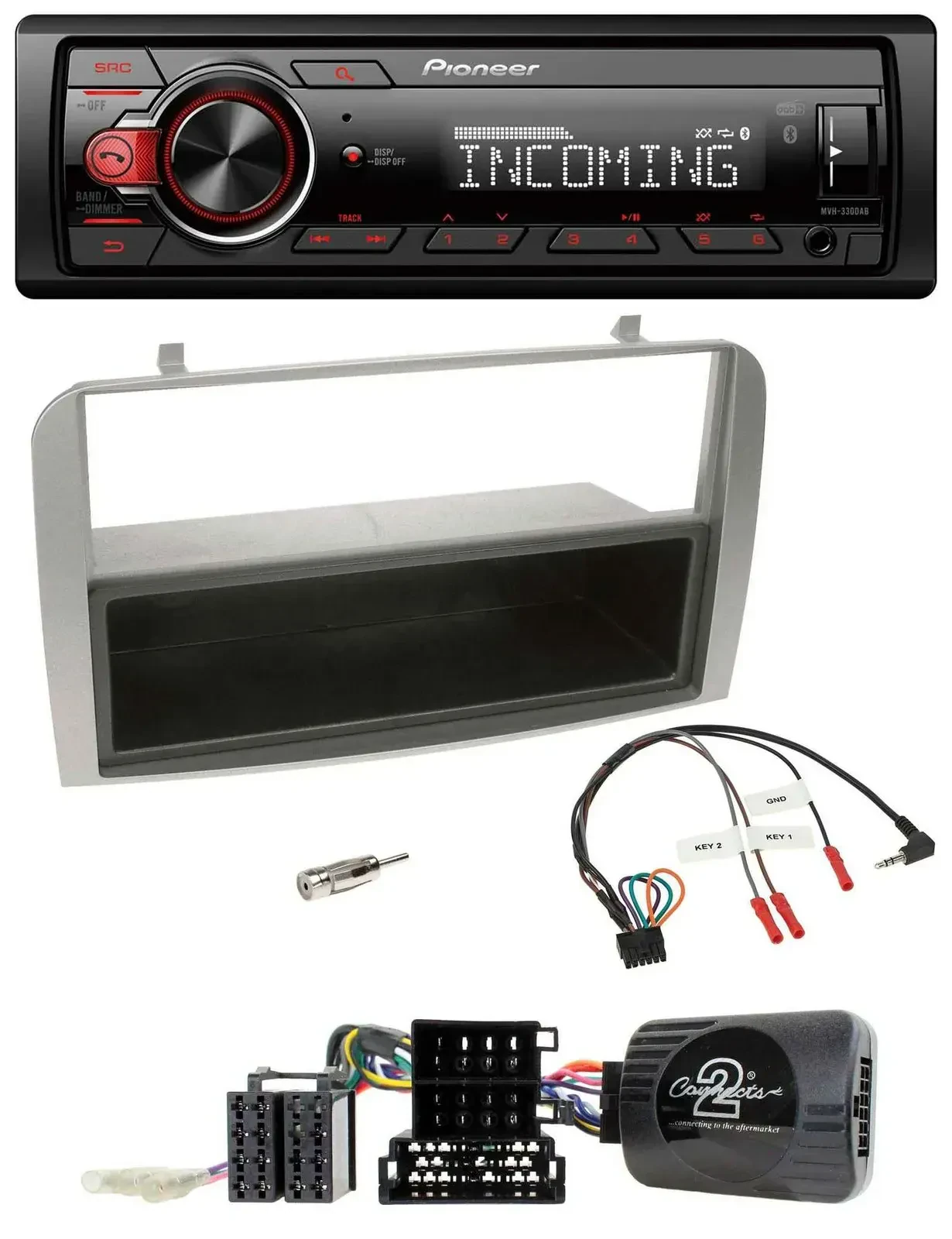Автомагнитола Pioneer Bluetooth, USB, DAB для Alfa Romeo GT/147 2007–2010, серебристая