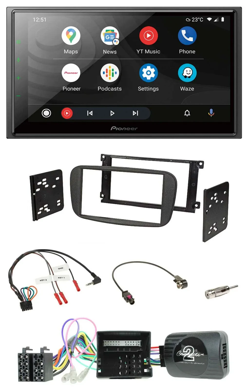 Pioneer USB 2DIN DAB Lenkrad Bluetooth Autoradio für Ford Focus C-Max Galaxy ab