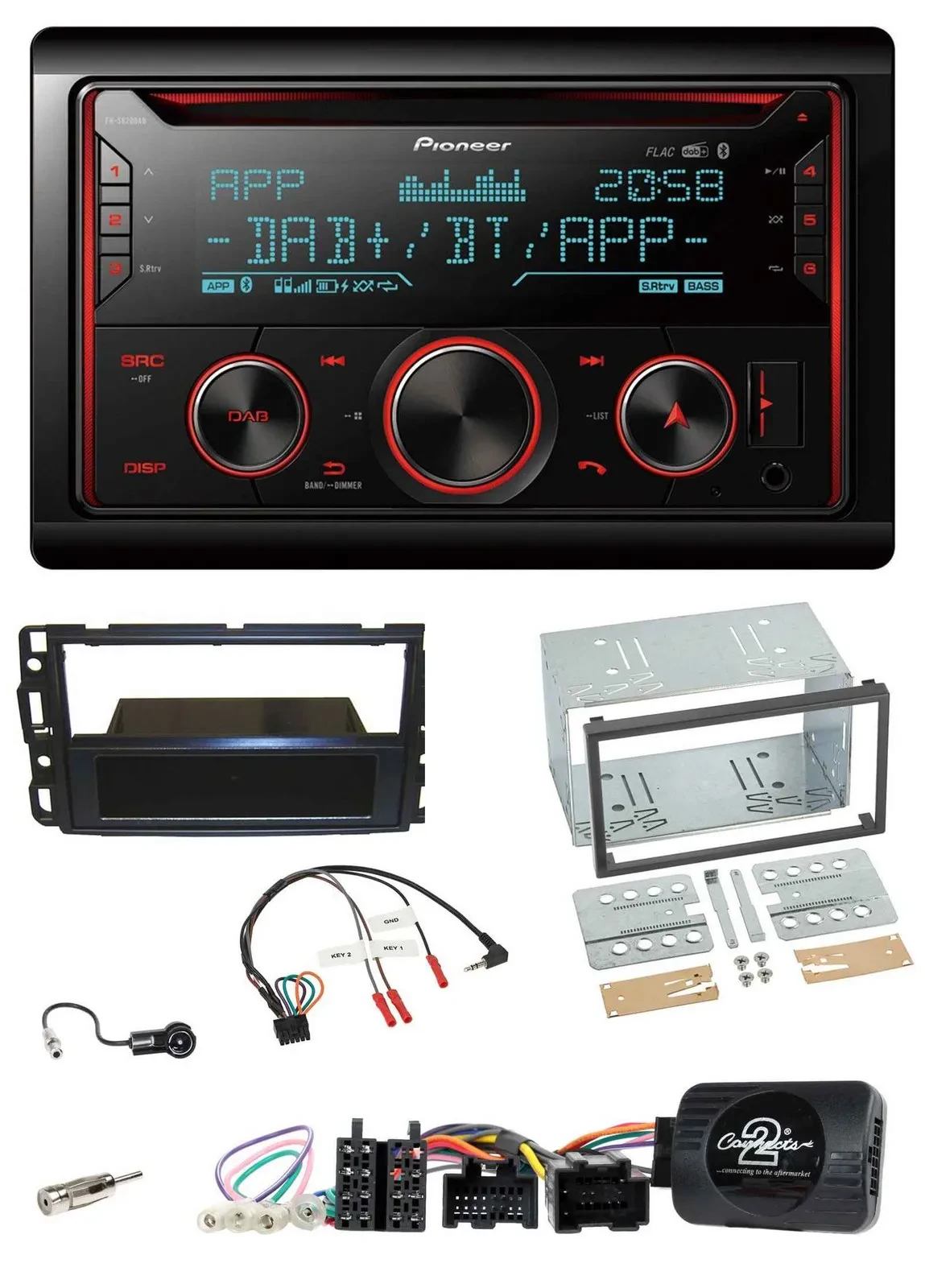 Pioneer 2DIN DAB Lenkrad Bluetooth USB CD Autoradio für Cadillac BLS YSCF 2006-2