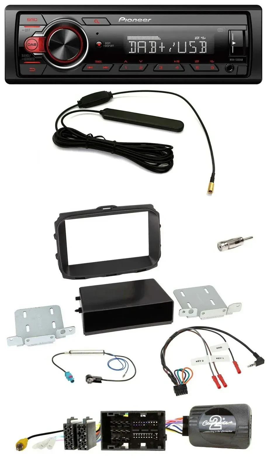 Автомагнитола для Alfa Romeo Giulietta (940) с 2014 Pioneer DAB, 1 DIN, USB, MP3, совместима с кнопками на руле