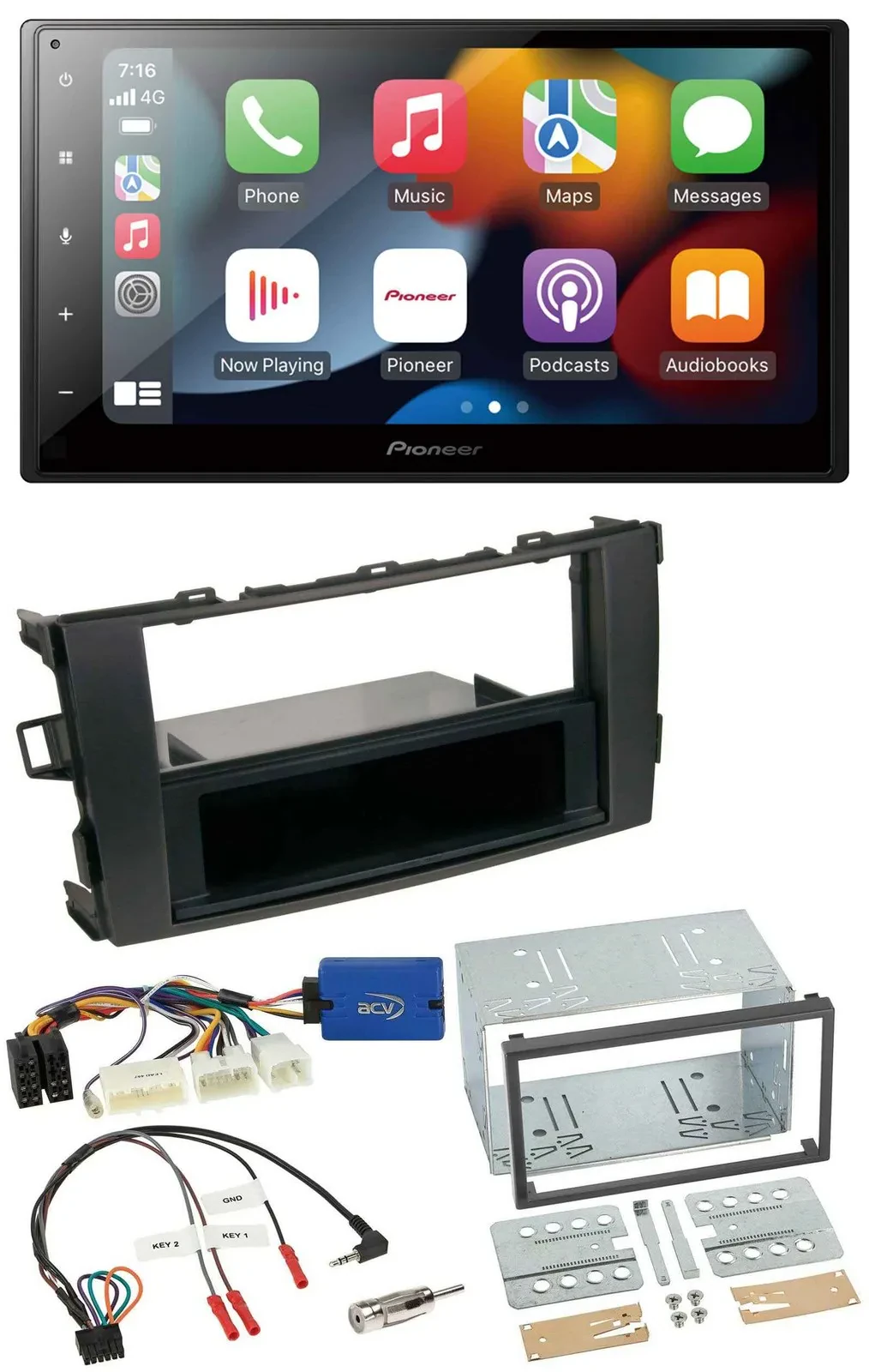 Pioneer DAB Bluetooth 2DIN USB Lenkrad Autoradio für Toyota Auris 2011-2012 schw
